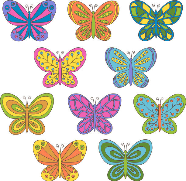 设置彩色手绘抽象蝴蝶图片下载