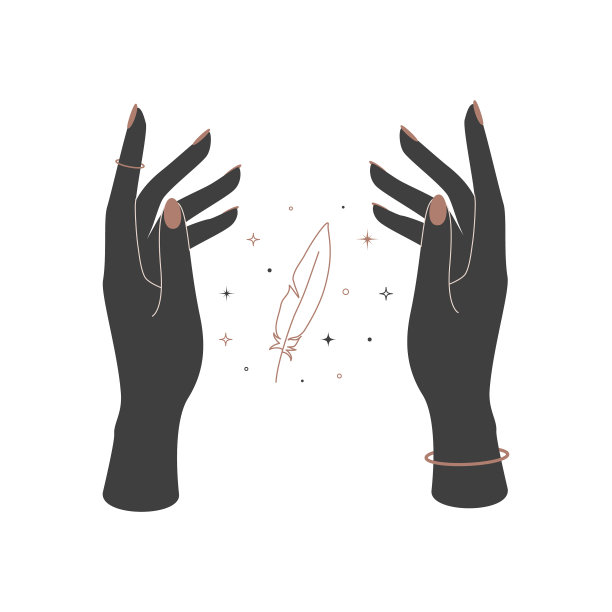 神秘的天上的羽毛在女人的手中图片下载