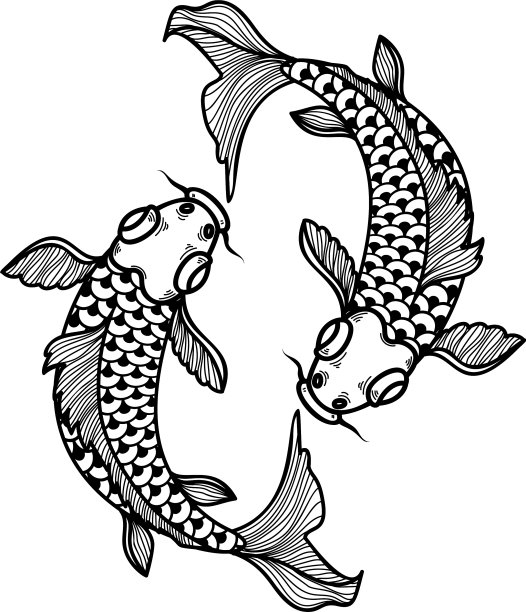 鲤鱼锦鲤设计元素的海报卡横幅图片下载