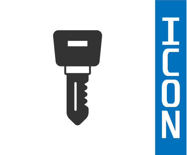 灰色酒店门锁钥匙图标孤立在白色上图片下载