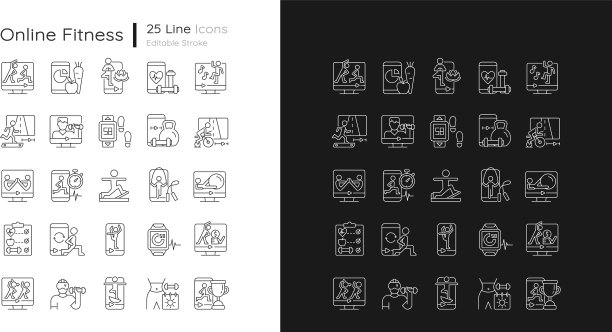在线健身应用程序使线性图标成为可能图片下载