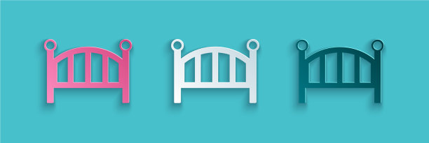 剪纸婴儿摇篮床图标孤立图片下载