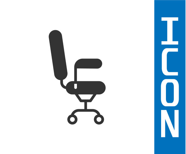 灰色办公椅图标孤立在白色上图片下载