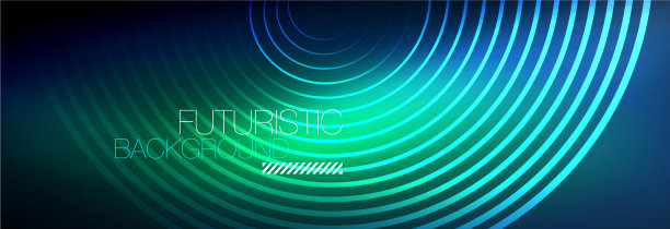 暗抽象背景与发光的霓虹灯圈图片下载