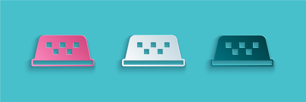 剪纸出租车车顶图标孤立的蓝色图片下载