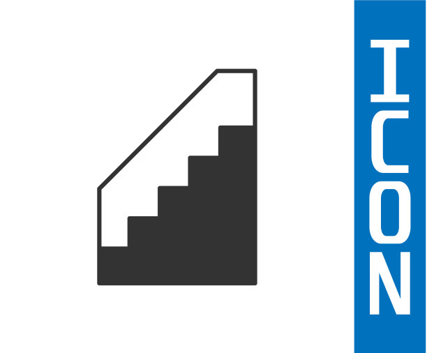 灰色楼梯图标孤立在白色背景图片下载