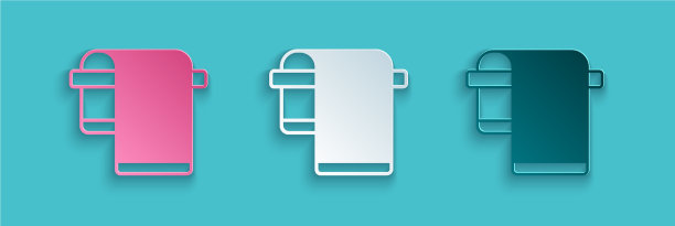 纸剪毛巾衣架图标孤立在蓝色图片下载