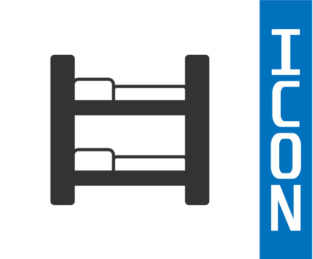 灰色的酒店房间床上图标孤立的白色图片下载