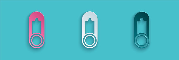 剪纸婴儿衣服别针图标孤立在蓝色图片下载