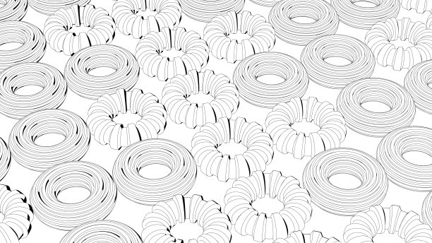 纹理圆形形状，素描效果。抽象插图，3d渲染。图片下载