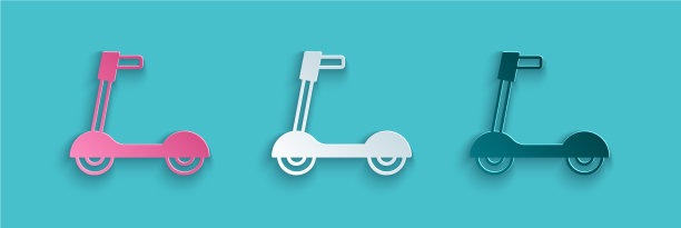 剪纸滑板车的儿童图标图片下载