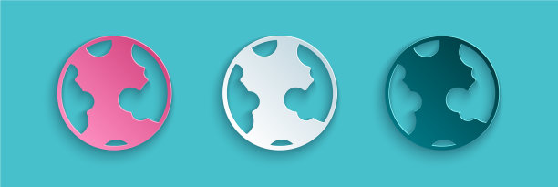 剪纸地球图标孤立在蓝色图片下载