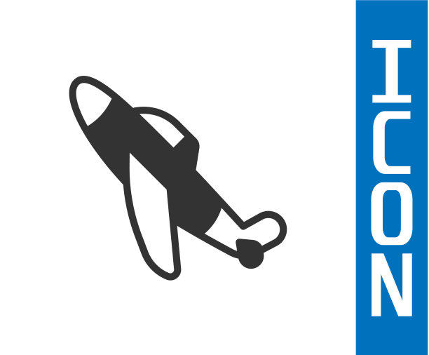 灰色玩具飞机图标孤立在白色背景图片下载