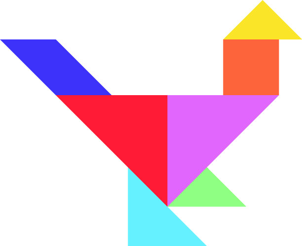 彩色七巧板拼图鸟的形状在白色图片下载