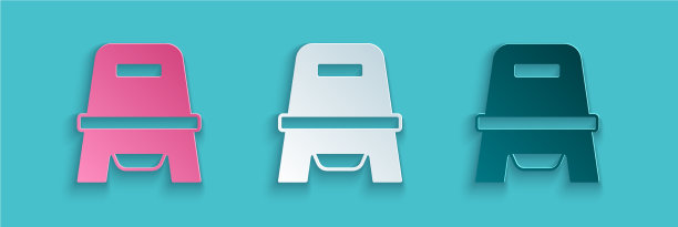 剪纸婴儿厕所图标孤立在蓝色图片下载