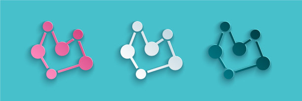 剪纸化学公式图标孤立在蓝色图片下载