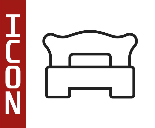 黑线卧室图标孤立在白色图片下载