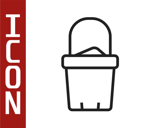 黑色线沙桶图标隔离在白色图片下载