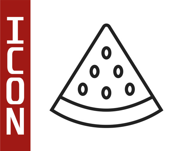 黑线西瓜图标孤立在白色上图片下载