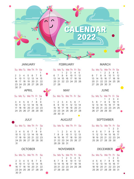 放风筝日历2022年儿童图片下载