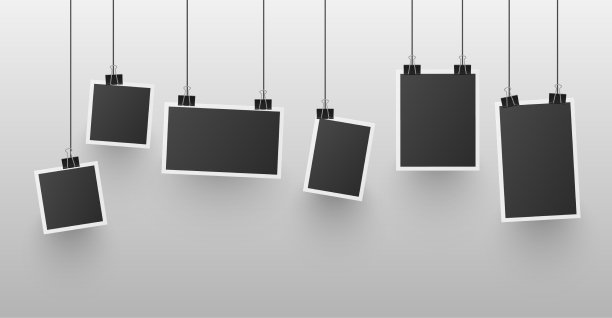 把逼真的相框挂在晾衣夹上图片下载