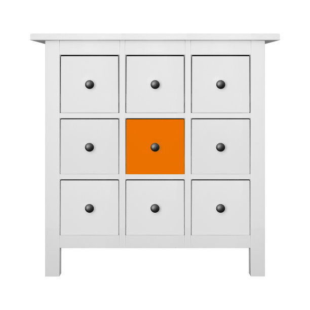 住宅家具——现代的白色和橙色狭窄的九个抽屉狭窄的马桶孤立图片下载