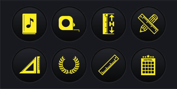 设置三角形尺子交叉和铅笔月桂图片下载