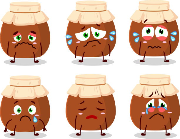 棕色蜂蜜罐卡通人物与悲伤图片下载