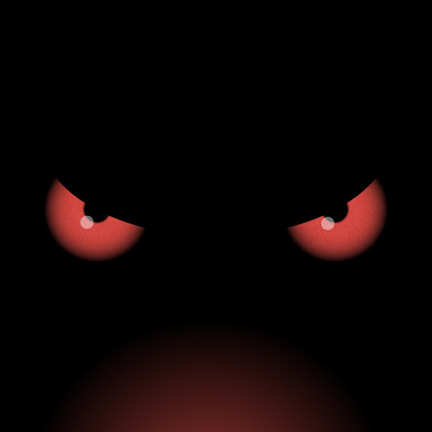 红色的魔鬼眼睛孤立在黑色的背景图片下载