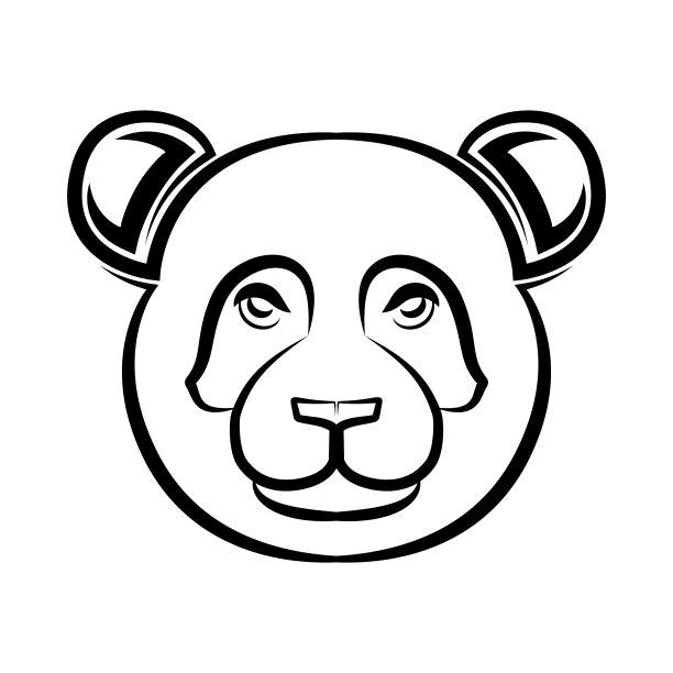 黑白线条艺术熊猫头好用图片下载