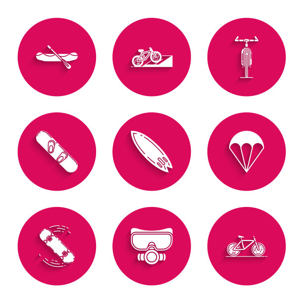 冲浪板、潜水面罩、自行车、降落伞图片下载