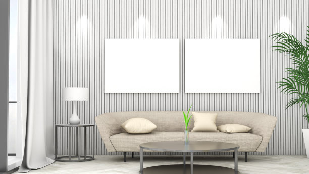 白色墙壁上的沙发模型框架图片下载