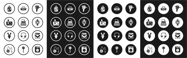 设置复古电影摄影机打字机操纵杆图片下载