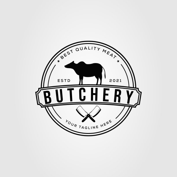 安格斯牲畜和屠宰刀标志设计图片下载