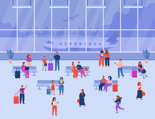在机场等待航班的乘客图片下载