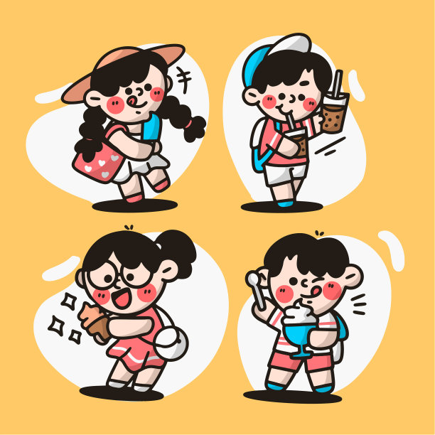 收集可爱的孩子去旅行涂鸦图片下载