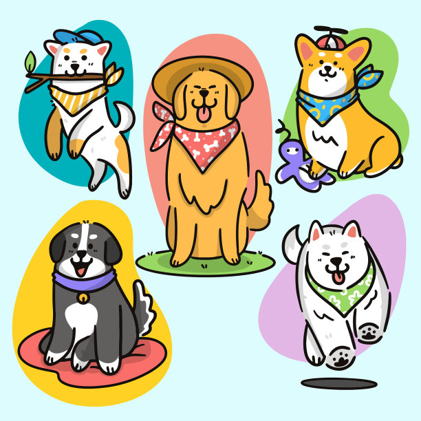 设置可爱的小狗和小狗活动涂鸦图片下载