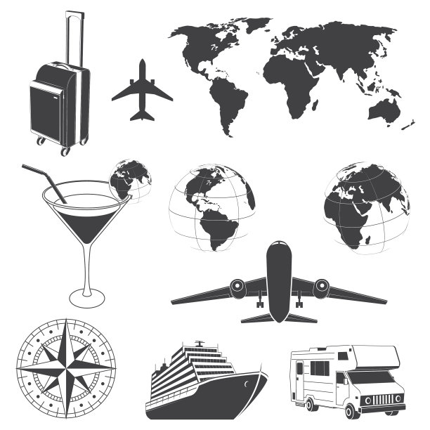 设置旅行图标剪影旅行元素图片下载