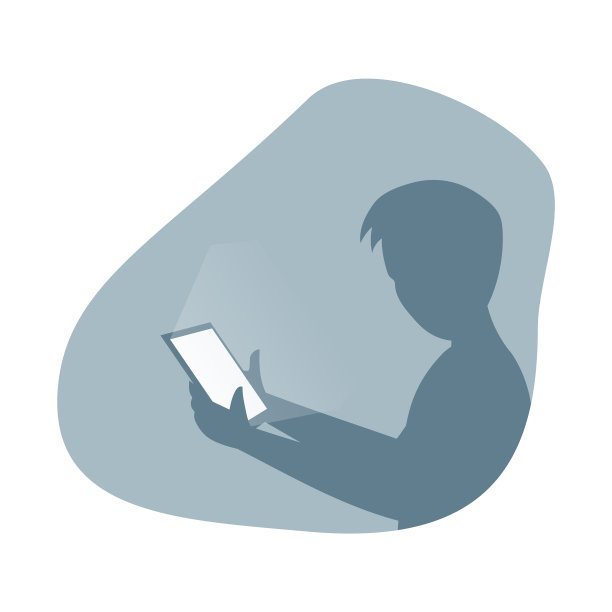 手持平板电脑的男子剪影图片下载