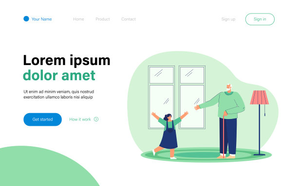 祖父欢迎他的孙女图片下载