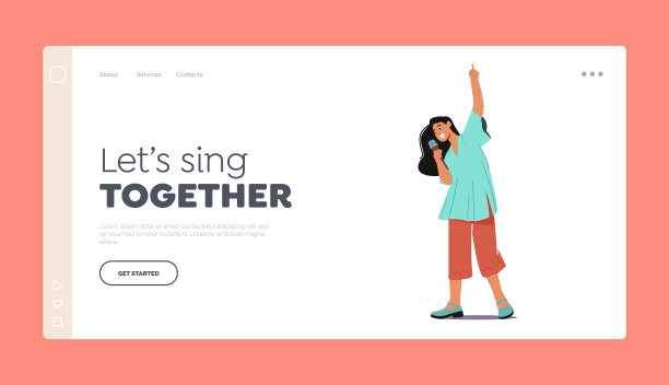 卡拉ok登陆页面模板年轻女孩艺术家图片下载