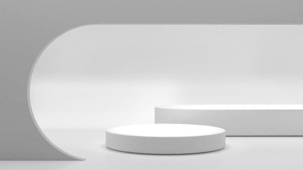 白色背景上的白色展台，模拟讲台上的产品展示图片下载