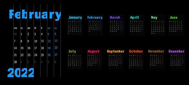 2022年日历，2022年日历——周一周开始，企业设计策划人模板。图片下载