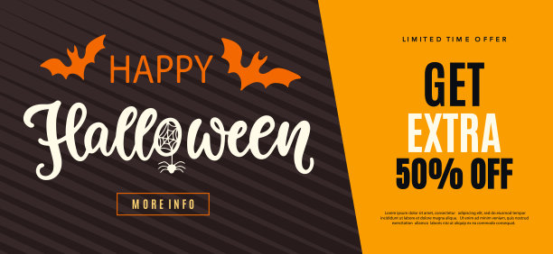 快乐万圣节销售网页横幅模板图片下载