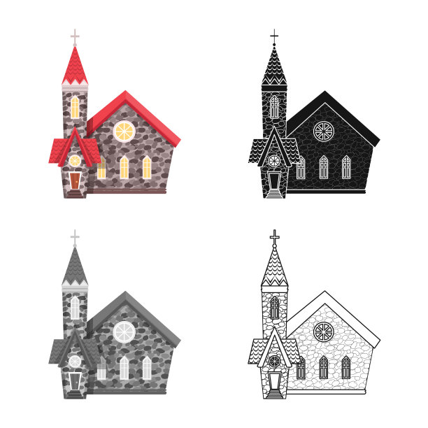 设计教堂和天主教标志图片下载