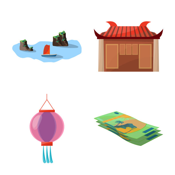 设计越南和传统标识集图片下载