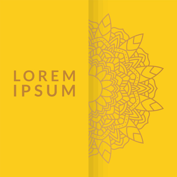 带有黄色背景的装饰性花曼荼罗图片下载