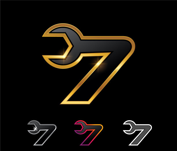 金色机械的字母标志7号图片下载
