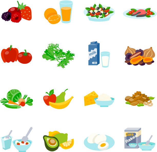 健康食品平面图标设置图片下载