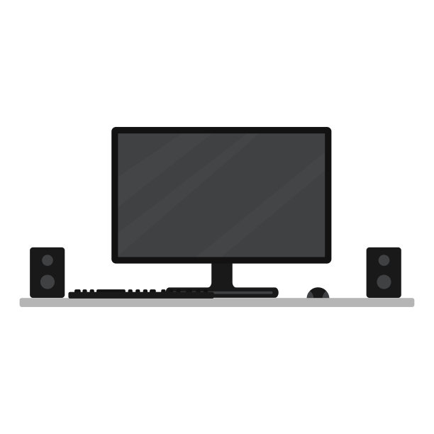 电脑桌面或工作场所平面插图图片下载